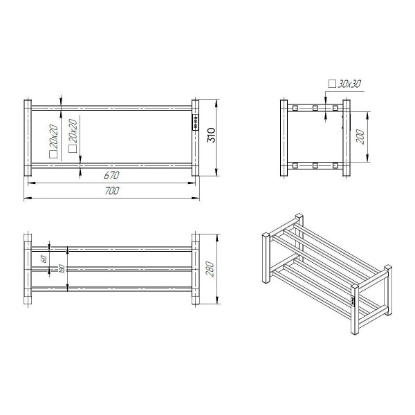 Электросушитель для обуви Bench PRO 700x300 таймер, провод справа, Черный муар (SIBEP70-30BRRt)