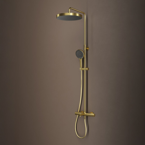 Душевая система Iddis Duna с тропическим душем изливом и термостатом матовое золото (DUNMGSTi06)