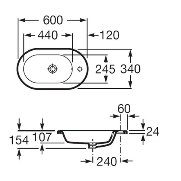 Раковина встраиваемая Roca Meridian 60 (32724E000)