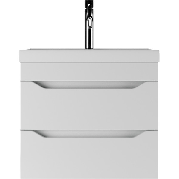 Тумба подвесная под умывальник Bazis 60 Ева с двумя ящиками В2 Айсберг Домино (DA5914T)