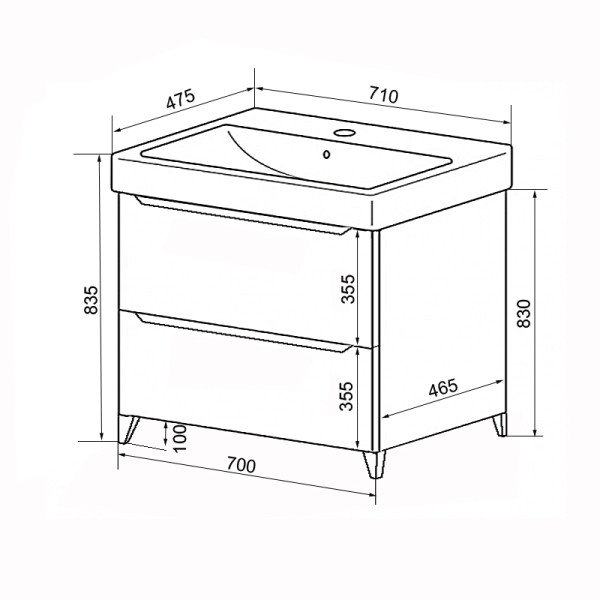 Тумба напольная Azario с раковиной Lotos 70/2 Н с раковиной Monte 70 (CS00081986) Тумба напольная Azario с раковиной Lotos 70/2 Н с раковиной Monte 70 (CS00081986)