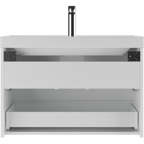 Тумба подвесная под умывальник Bazis 80 Веста с двумя ящиками В2 Айсберг Домино (DV5917T)