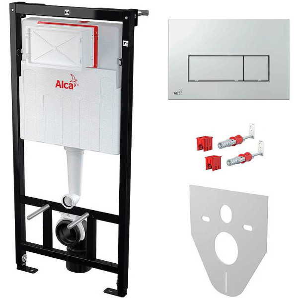 Инсталляция для подвесного унитаза AlcaPlast с клавишей (AM101/1120-4:1 RU M571-0001) хром