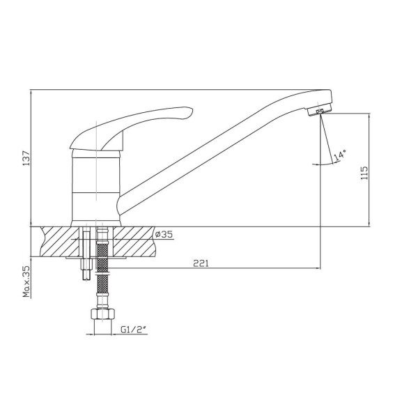 Смеситель для кухни Клевер Nega хром (NG 05) Смеситель для кухни Клевер Nega хром (NG 05)