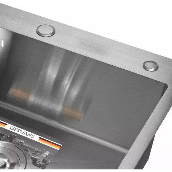 Мойка для кухни врезная Gerhans 60x50x22 нерж. сталь 3 мм, сифон (K36050)