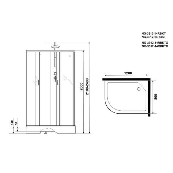 Душевая кабина Classic 80x120 стекло тонированное, профиль хром матовый (NG-3512-14LBKT)