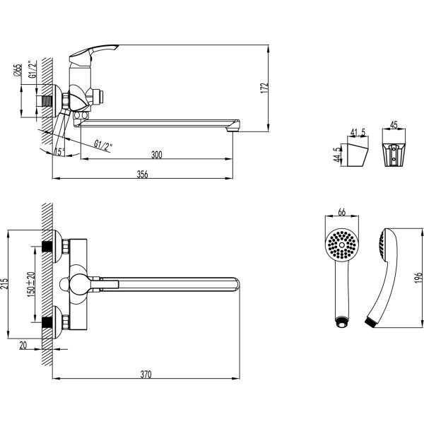 Смеситель для ванны и душа lemark Plus Strike хром (LM1157C)