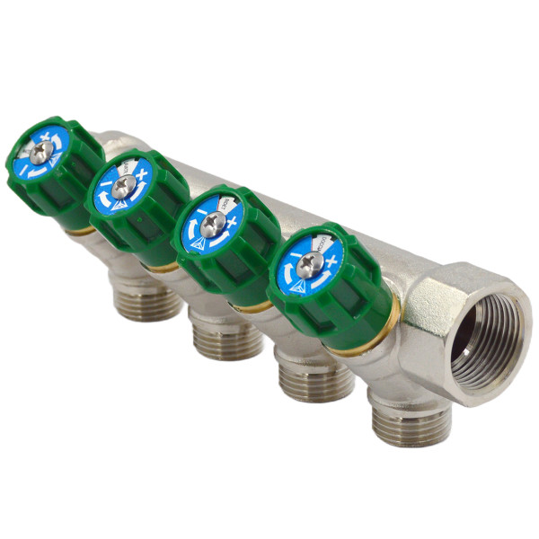 Коллектор 4 отвода регулируемый 1"х1/2(16) Okseler (никель) (oks00380) Коллектор 4 отвода регулируемый 1"х1/2(16) Okseler (никель) (oks00380)