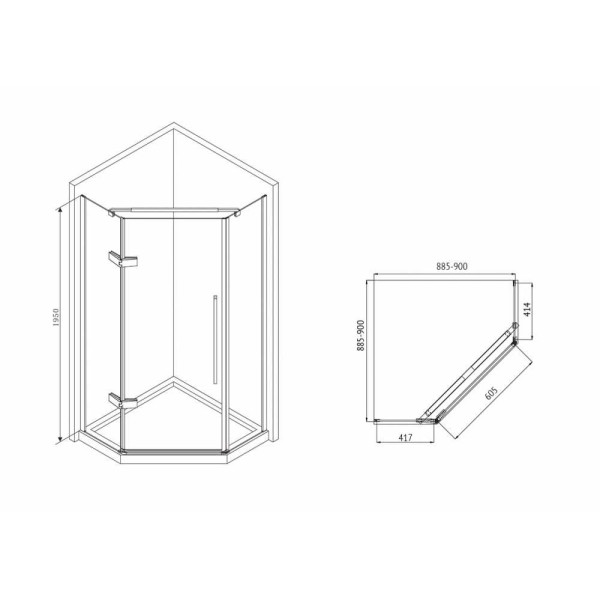 Душевой уголок Abber Ewiges Wasser 90x90 стекло прозрачное, профиль профиль хром (AG05090)