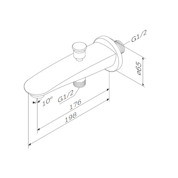Излив на ванну AM.PM Like 175 мм с переключателем на душ, хром (F8070100)