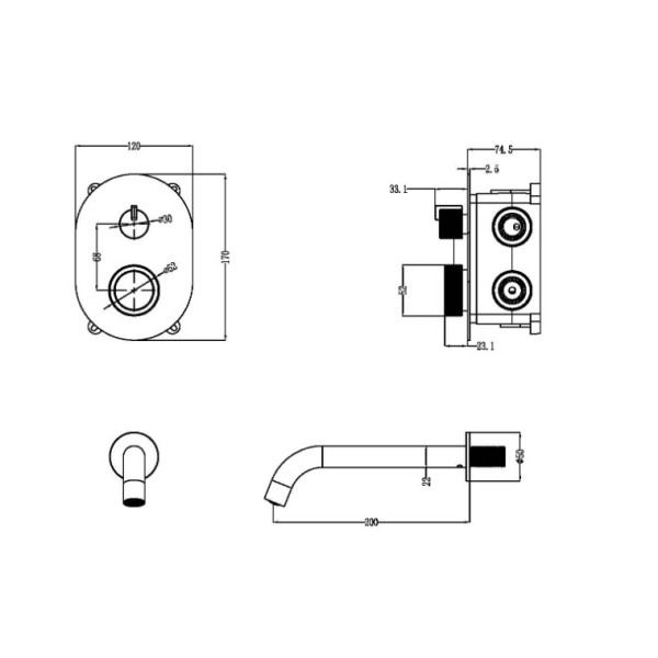 Смеситель для ванны Boheme TECH BRB (брашированная бронза) (154-BRB)