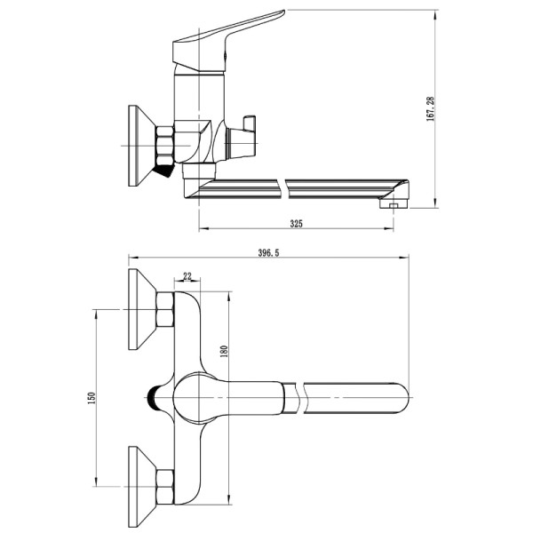 Смеситель для ванны и душа Voda Reef с душевым комплектом (RE31)