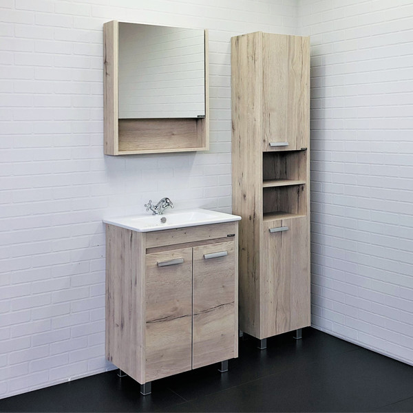 Тумба напольная Comforty Лиссабон 610x855x465 дуб темный матовый с раковиной (00-00001465) Тумба напольная Comforty Лиссабон 610x855x465 дуб темный матовый с раковиной (00-00001465)