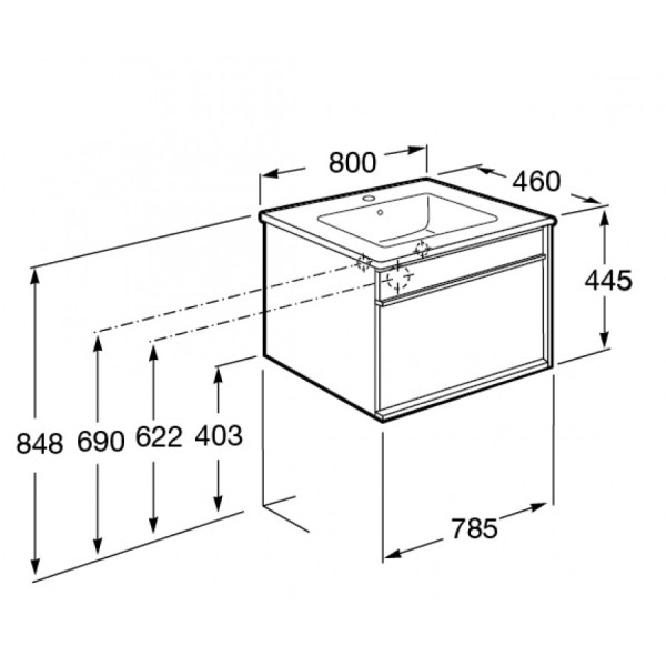 Тумба подвесная Roca Aneto 785x450x429 белый (7.8574.3.080.6)