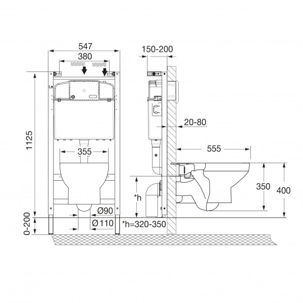 Инсталляция с унитазом Roca Dama Senso с сиденьем микролифт хром глянцевый (7.8931.0.468.0)