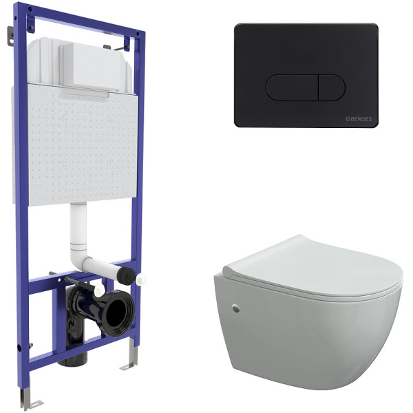 Комплект инсталляция с унитазом Berges Novum c с кнопкой D5 Soft Touch черная, унитаз OKUS, сиденье Toma Slim SO (043274) Комплект инсталляция с унитазом Berges Novum c с кнопкой D5 Soft Touch черная, унитаз OKUS, сиденье Toma Slim SO (043274)