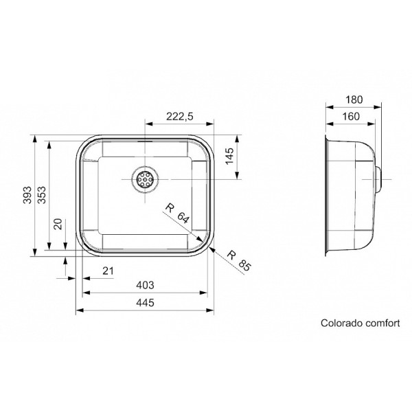 Мойка для кухни врезная Reginox Colorado L Comfort 445x393 LUX OKG (c/box)