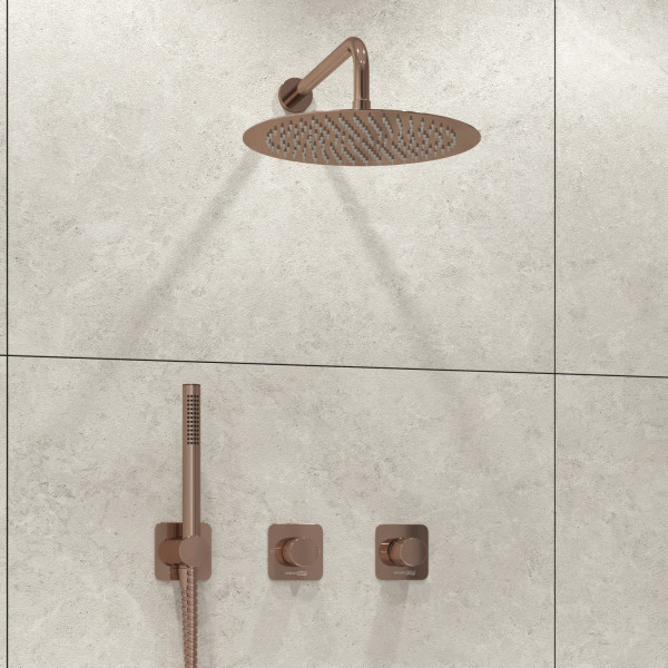 Смеситель для душа встраиваемый с верхней душевой насадкой и лейкой WasserKRAFT розовое золото (A8851.309.338.330.290.292.291) Смеситель для душа встраиваемый с верхней душевой насадкой и лейкой WasserKRAFT розовое золото (A8851.309.338.330.290.292.291)