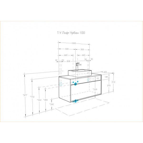Тумба подвесная Aquaton Лофт Урбан 1000x450x510 черный, орегон (1.A247.7.01L.QX6.0)