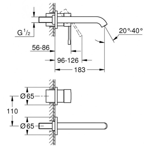 Смеситель для раковины Grohe Essence+ внешняя часть золотой (19408GN1)