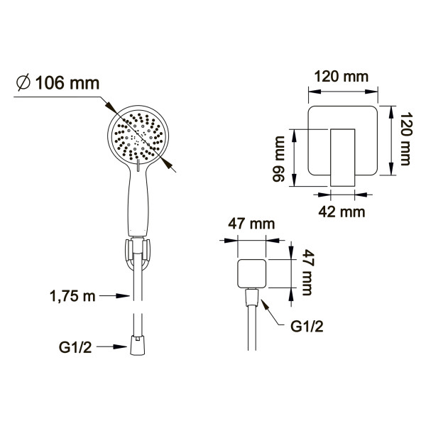 Смеситель для душа встраиваемый Swedbe Platta смесителем с монтажным боксом черный (5550B)
