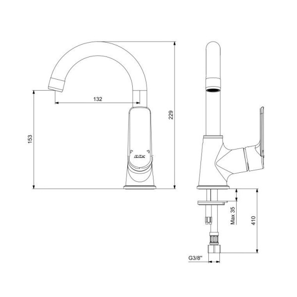 Смеситель для раковины E.C.A. Lia хром (102188887EX)