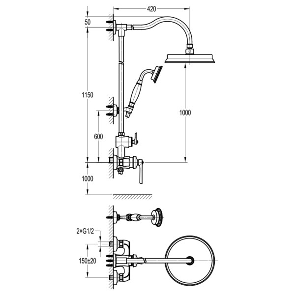 Душевая система Swedbe Terracotta Art терракота (темная бронза) (2511)