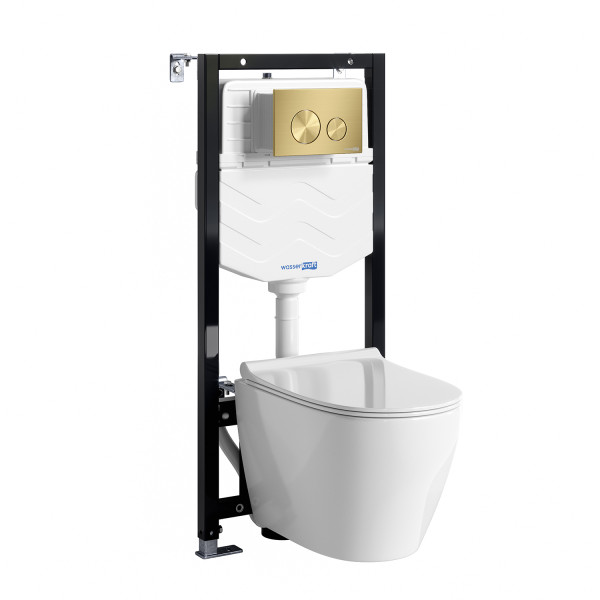 Комплект инсталляция с унитазом WasserKRAFT Aller с клавишей смыва хром c сиденьем дюропласт (10TLT.010.ME.CH03.H001)