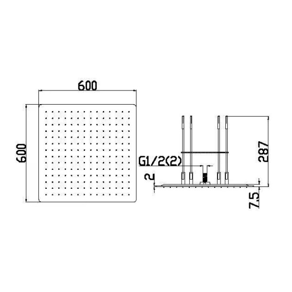 Верхний душ Boheme  60x60 см черный (428-SGM)