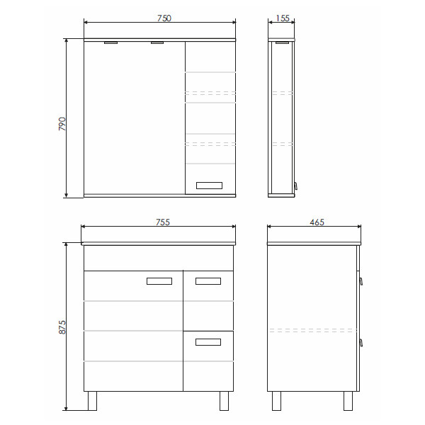 Пенал подвесной Comforty Марио 750x790x155 дуб дымчатый (00-00001304) Пенал подвесной Comforty Марио 750x790x155 дуб дымчатый (00-00001304)
