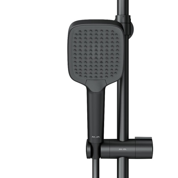 Душевая система AM.PM Func см-ль с ТМС, душ.штанга, верхн. душ квадр., ручн.душ, черный (F078F422)