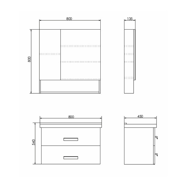 Тумба подвесная Comforty Парма 800x540x450 дуб дымчатый матовый с раковиной (00-00001526)