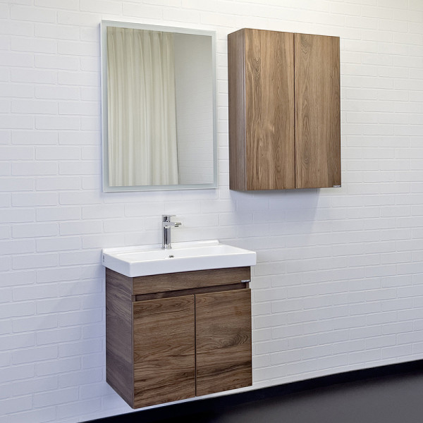 Тумба подвесная с раковиной Comforty Осло 600x400x630 дуб темно-коричневый (00-00011149)