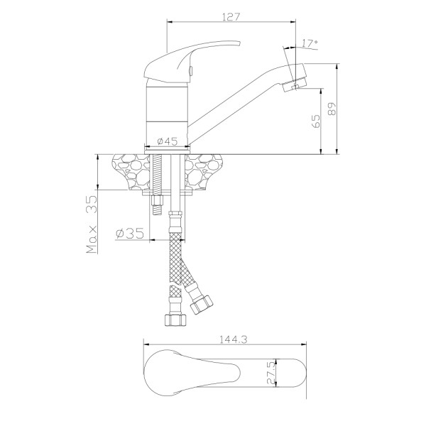 Смеситель для раковины Wesnaart Prof с поворотным изливом хром (PRO18-220) Смеситель для раковины Wesnaart Prof с поворотным изливом хром (PRO18-220)