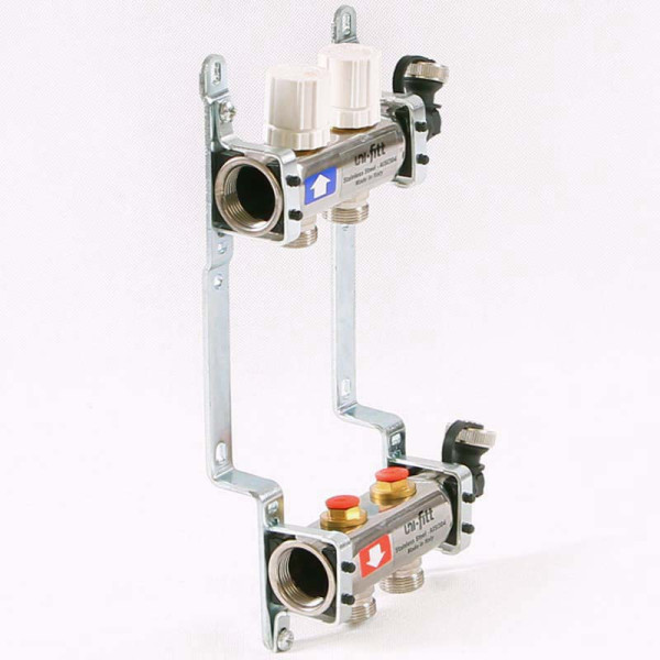Коллекторная группа Uni-Fitt 2 отвода 1"х3/4" с балансировочными и термостатическими вентилями нерж. сталь