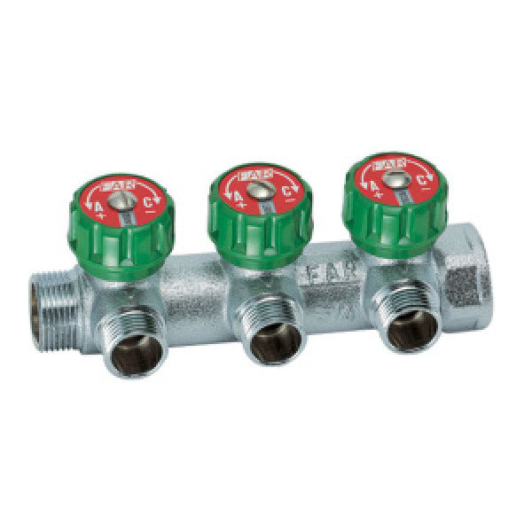 Коллектор 3 отвода регулируемый 3/4"x1/2"EU MULTIFAR с вставкой под плоское уплотнение, хром (FK 3822 3412UN)