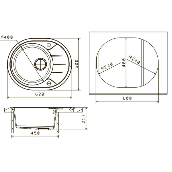 Мойка для кухни Florentina Родос 620 62х50 (Fs, Жасмин)