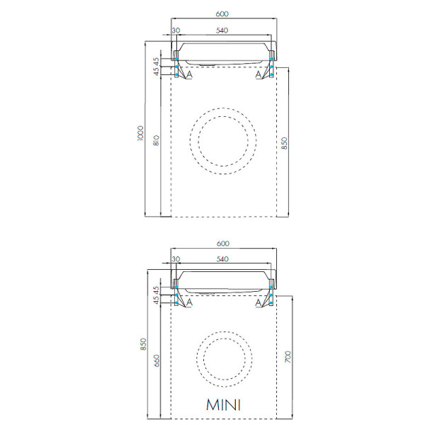 Раковина накладаная Aquaton Рейн 60 графит (1A72103KRW210)