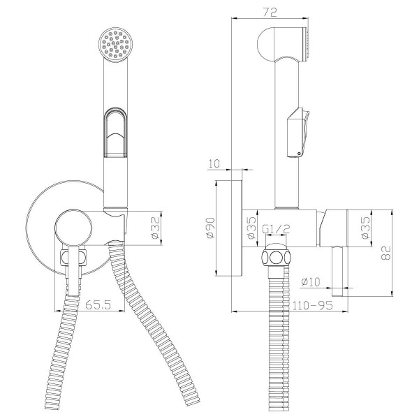 Смеситель встраиваемый Rossinka X25-51 с гигиеническим душем (X25-51) Смеситель встраиваемый Rossinka X25-51 с гигиеническим душем (X25-51)