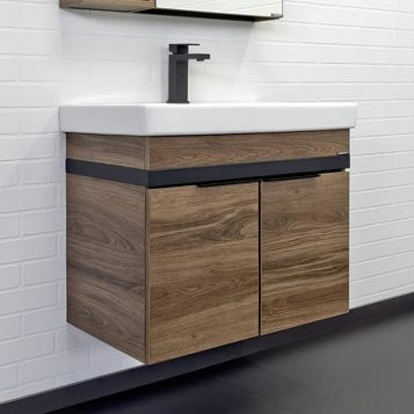 Тумба подвесная с раковиной Comforty Соло 700x145x800 дуб темно-коричневый (00-00010978)