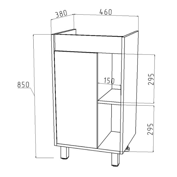 Тумба напольная Melodia Этюд 50 (Como 50) 1 дверь графит/дуб золотой (MFR80038GT)