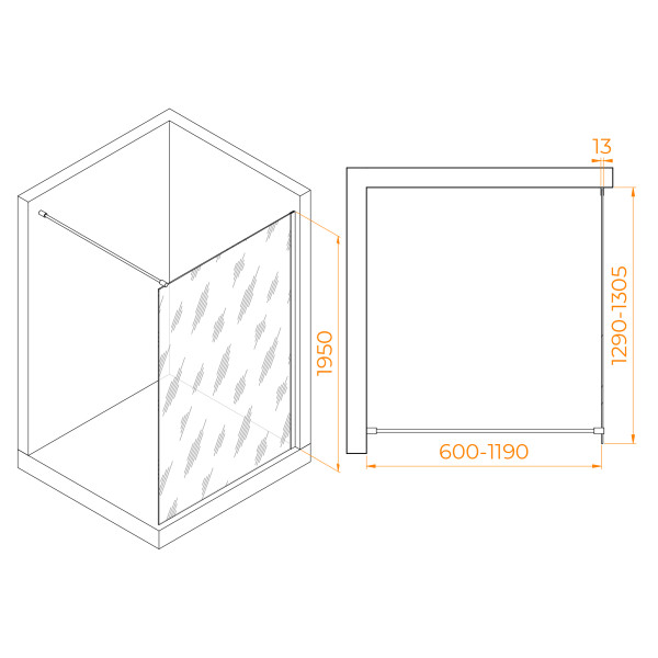 Душевое ограждение RGW Walk In 130x195 стекло прозрачное, профиль черный (351001013-14) Душевое ограждение RGW Walk In 130x195 стекло прозрачное, профиль черный (351001013-14)