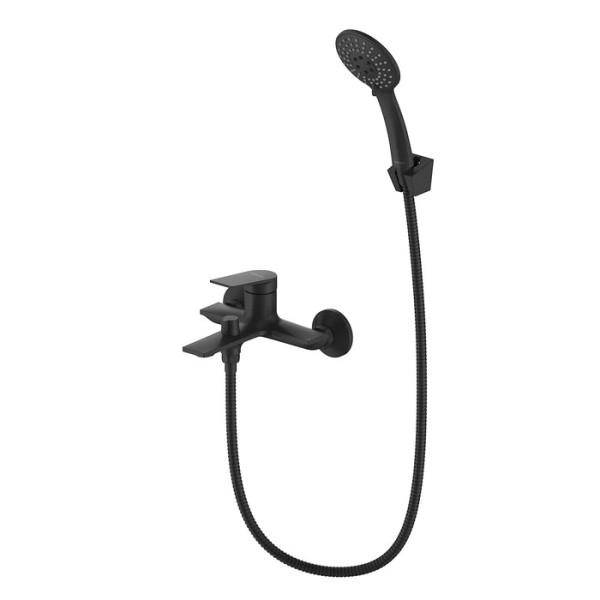 Смеситель для ванны и душа Milardo Azure с душевым комплектом, черный (AZUBL00M02) Смеситель для ванны и душа Milardo Azure с душевым комплектом, черный (AZUBL00M02)