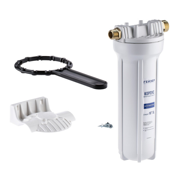 Фильтр колбовый Гейзер 1/2"*3/4" 10SL (белый, для холодной воды) (50562) Фильтр колбовый Гейзер 1/2"*3/4" 10SL (белый, для холодной воды) (50562)