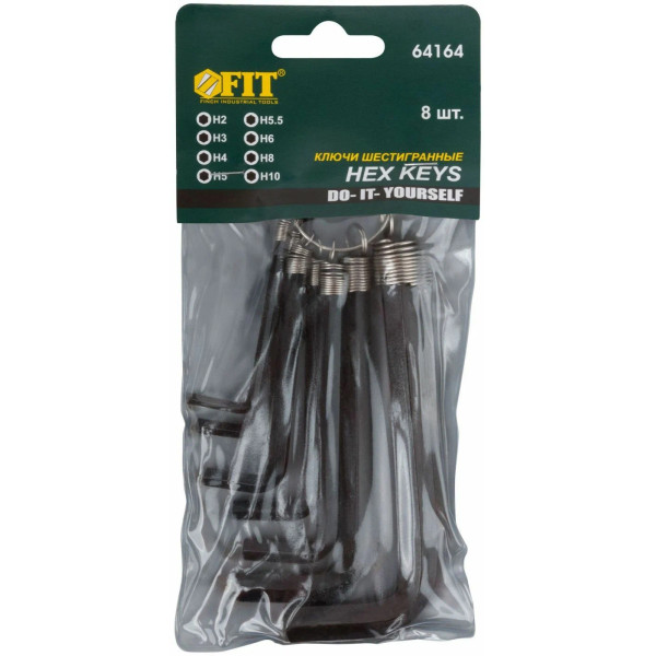 Набор ключей FIT шестигранных 8 шт. (2-10 мм) (64164)