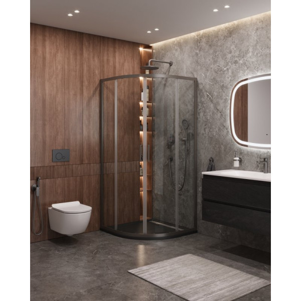 Душевой уголок Cezares Molveno 100x100x195 стекло прозрачное, профиль оружейная сталь (MOLVENO-R-2-100-C-GM-IV)
