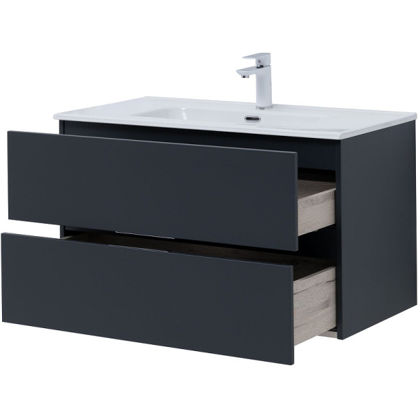 Тумба подвесная Aquanet Алвита New 90 2 ящика, антрацит (00303919)