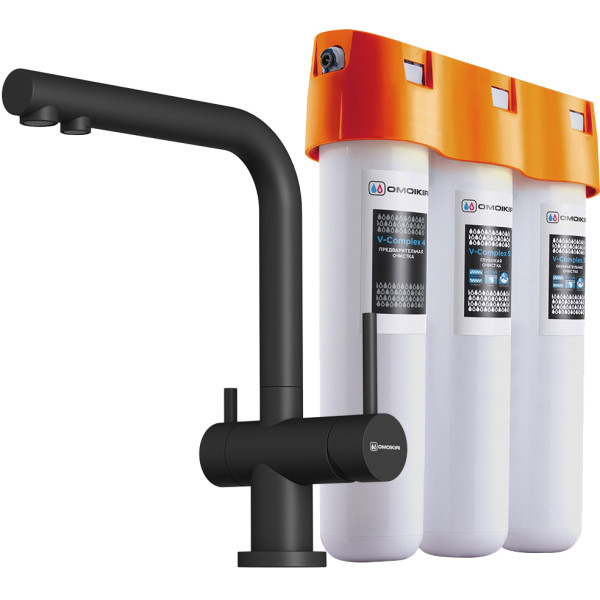 Комплект Omoikiri Nagano-BL-P с фильтром Pure drop Lite черный (4047.8028P)