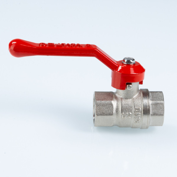 Кран 3/4" ВВ шаровый Valtec Стандарт никелированный (ГОСТ, красная ручка) VT.120.N.05