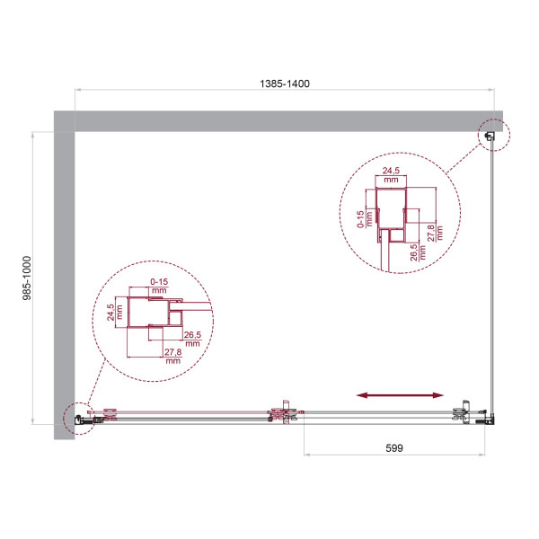 Душевой уголок BelBagno Luce 140x100x195 стекло прозрачное, профиль хром (LUCE-AH-1-140/100-C-Cr)